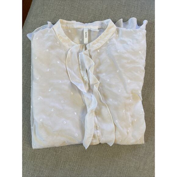LEWIT Size S 100% Silk Button Down Embroidery Long Sleeve Top Shirt Nordstrom - Picture 15 of 15